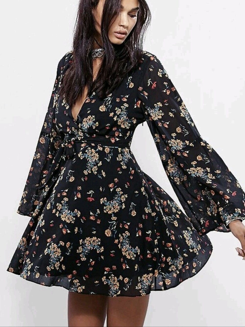 Whimsical Free People Lilou Floral Mini Dress - Size Medium